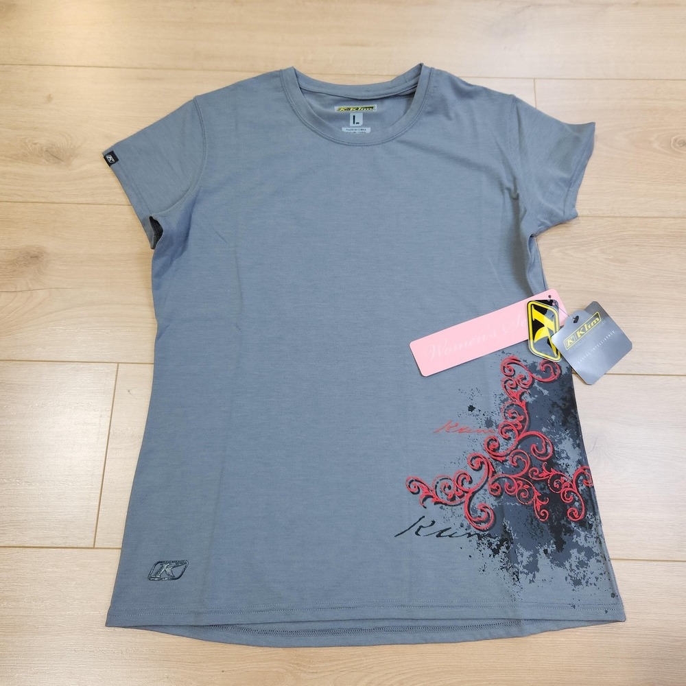 Klim‎ Lady Tech T Shirt Womens Large Gray Short Sleeve Stretch Moto Tee